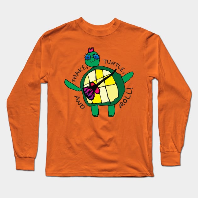 Way Cool Angi - Rock n' Roll Turtle! Long Sleeve T-Shirt by SchaubDesign